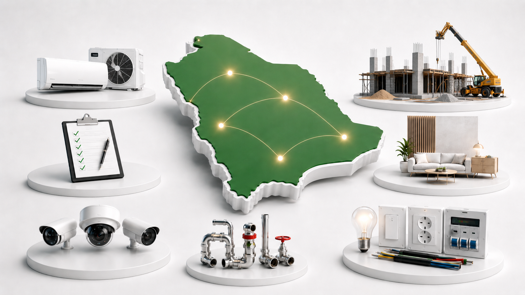 موقع بناء عند غروب الشمس